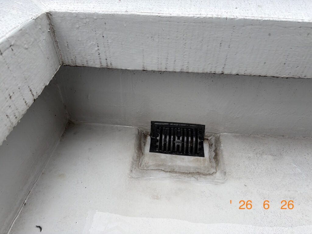 右の作業後はゴミが綺麗に取り除かれ、黒い排水溝のカバーがしっかりと露出している